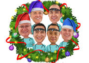 Caricature de Noël d'entreprise personnalisée à partir de photos d'employés