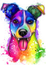 Hond Tekening Portret Aquarel Regenboog Stijl