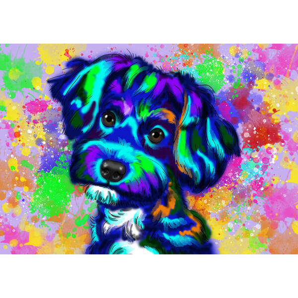 Ritratto di razza di cane Bichon Frise colorato dell'acquerello con sfondo