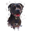 Staffordshire Terrier portræt i naturlig akvarel stil