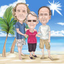 Group High Caricature Drawing in Color Style with Plane Background from Photos