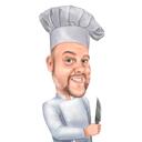 Chef with Knife Cartoon Drawing