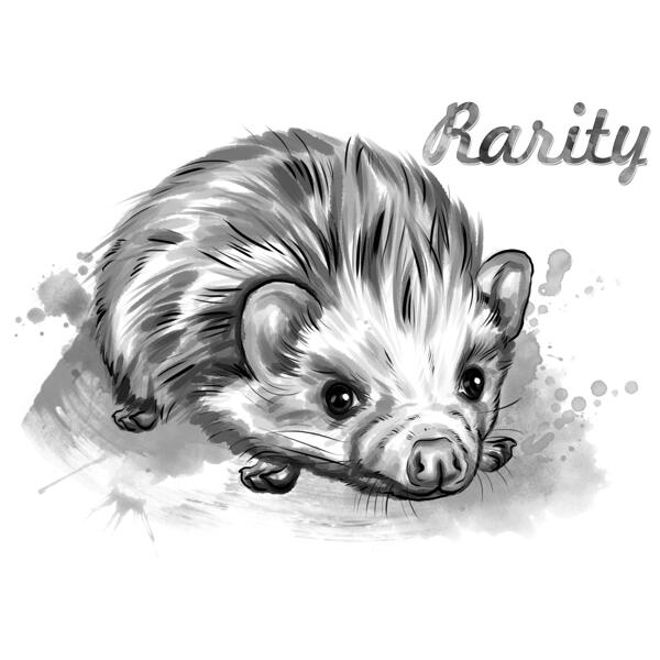 Hedgehog Caricature Portrait in Graphite Watercolor Style from Photo