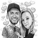 Caricature de couple pour la Saint-Valentin