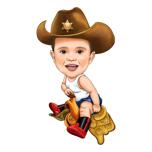 Caricature of Cute Kid in Sheriff Hat