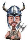 Caricatura de caballero vikingo en estilo coloreado