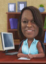 Profit Financial Staff Solutions Provider Vrouwelijke coach Aangepaste karikatuur in gekleurde stijl