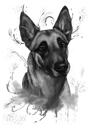 Vācu aitu suņa grafīta portrets no fotoattēliem