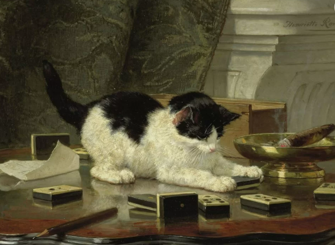 11. "القطة تلعب" لهنرييت رونر-كنيب (1860-1878)-0