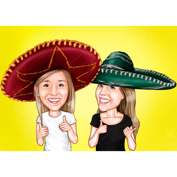 Dos personas con sombreros mexicanos