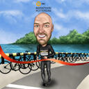 Triatlona karikatūra no fotogrāfijām triatlona faniem