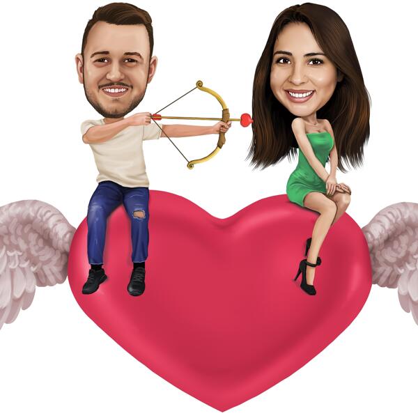 Cupid'in Kalbi Karikatüründe Oturan