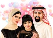 Realistic Family Caricature Portrait