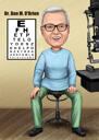 Caricature d'ophtalmologiste opticien