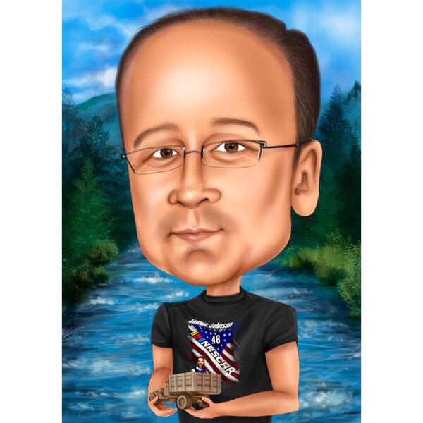 Caricature with River Background