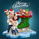 Carte drôle de caricature de famille de Noël