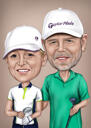 Parents Couple Caricature from Photos with Background