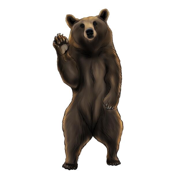 Desenho de retrato de urso de corpo inteiro