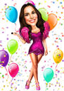 Caricatura femenina única para regalo de cumpleaños número 21