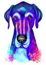Retrato de perro acuarela azulado