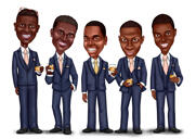 Caricature de garçons d'honneur tenant des boissons