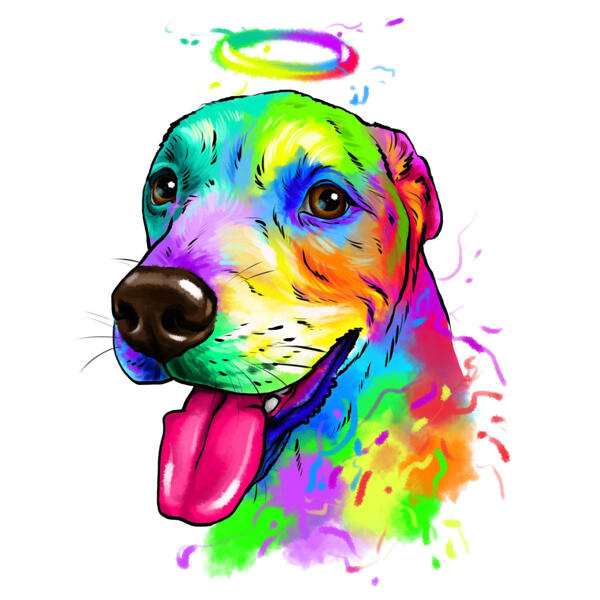 Pet Memorial Rainbow Portrait Drawing from Photos