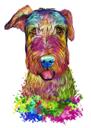 Akvarel Airedale Terrier Portræt fra fotos