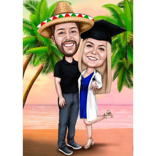 Colored Caricature: Custom Couple Drawing