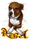 Portret de câine în acuarelă cu nume în colorat natural