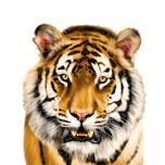 Portrait de dessin animé de tigre coloré