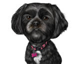 Caricatura canina personalizzata in stile a colori dalle foto per il regalo degli amanti dei cani