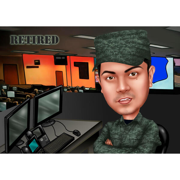Retired from Military Caricature