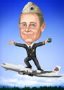 Persona lidmašīnas karikatūrā no fotoattēliem pasūtījuma dāvanai