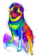 Cane+disegno+ritratto+acquerello+stile+arcobaleno