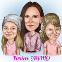 Retrato de caricatura personalizado de abuela con madre y bebé