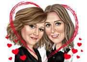 Lesbian Couple Caricature Romantic Gift