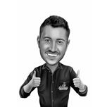 Melnbaltā karikatūra: Īkšķi uz augšu