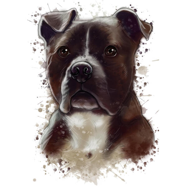 Portret Staffordshire Terrier în stil acuarelă naturală