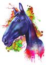 Portrét pastelového koně z fotografií - akvarel