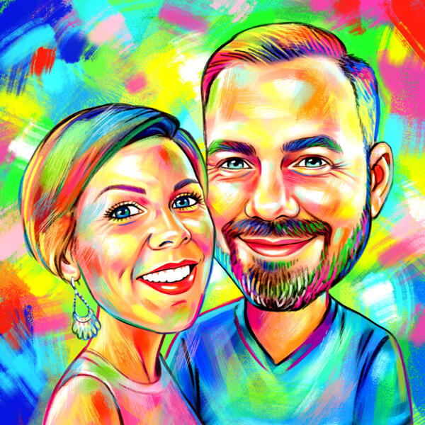 Caricature de couple à l'aquarelle, cadeau pour la Saint-Valentin
