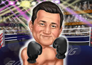 Caricatură de box în stilul culorii capului și umerilor pentru cadou boxer personalizat