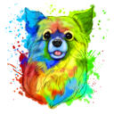 Hond Tekening Portret Aquarel Regenboog Stijl