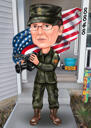 Thank you for Service Caricature - Flag Drawing