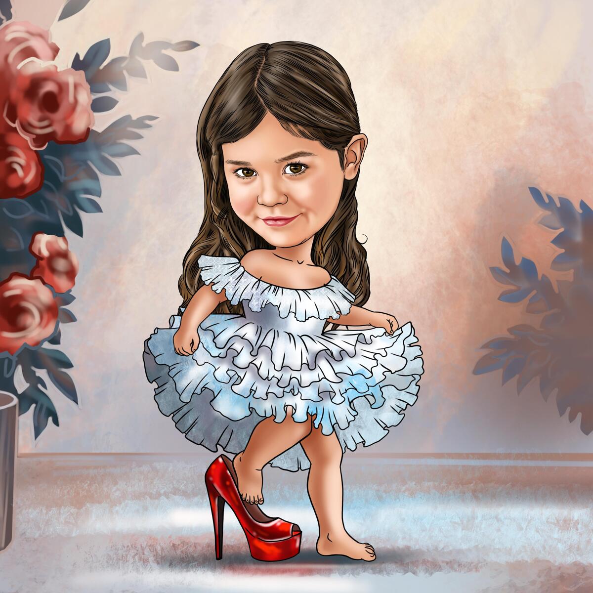 Caricatura De Niña Elegante A Partir De Fotos 0808