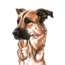 Schæferhund-tegneserie fra foto i farvestil