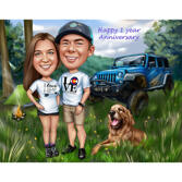 Custom Anniversary Caricature Gift for Camping Lovers