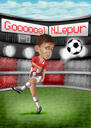 Caricatura de Kinder personalizada con temática deportiva en estilo coloreado de fotos