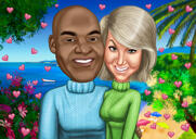 Caricature d'un couple de plage à partir de photos