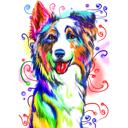 Portrait caricatural de Collie à l'aquarelle