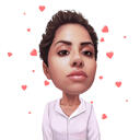Female Caricature Drawing with Hearts